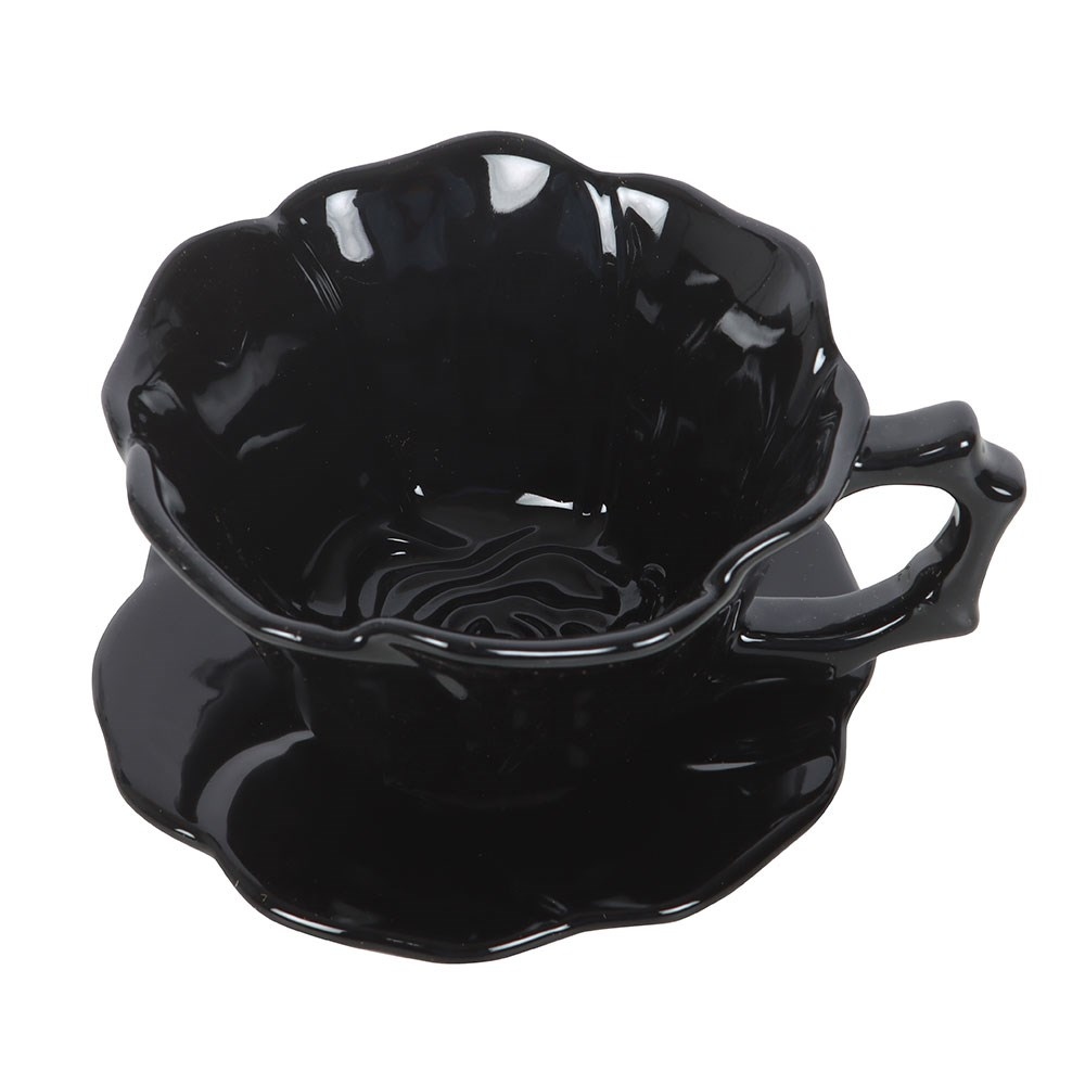 Something Different - Black Rose Tasse und Untertasse - Schwarz